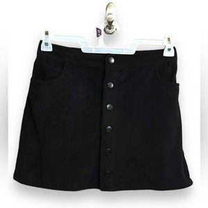 Express | Y2K Soft Black Snap front Mini Skirt | Sz 4